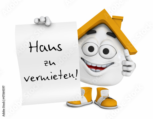 Illustration: Kleines 3D Haus Orange - Haus zu vermieten! Kleines 3D Haus Orange - Haus zu vermieten!
