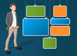 Colorful template for advertising brochure with cartoon man