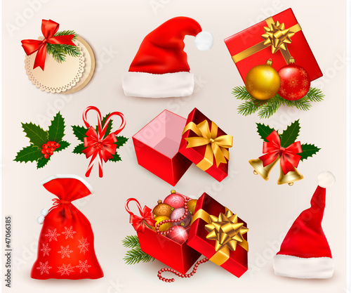 Vector: Big set of Christmas icons and objects. Vector illustration. Big set of Christmas icons and objects. Vector illustration.