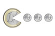 Photo: euro coin eating Italian lire coins euro coin eating Italian lire coins