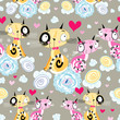 Seamless bright pattern of loving cats