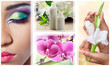 Photo: Beauty, spa and cosmetics collage with flowers Beauty, spa and cosmetics collage with flowers