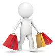 3D little human character carrying Christmas Shopping Bags.