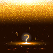 Glowing question mark with sparks