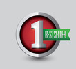 Bestseller button and ribbon red and green