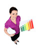 Woman stood with energy rating board