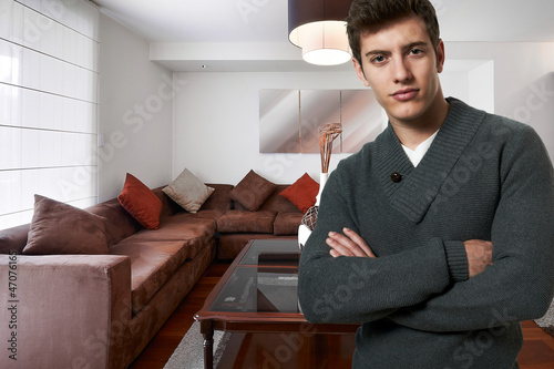 Photo: successful business man at his new modern house successful business man at his new modern house
