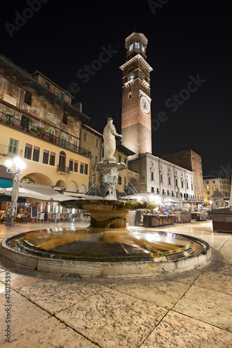 Photo: Piazza delle Erbe by Night in Verona Italy Piazza delle Erbe by Night in Verona Italy