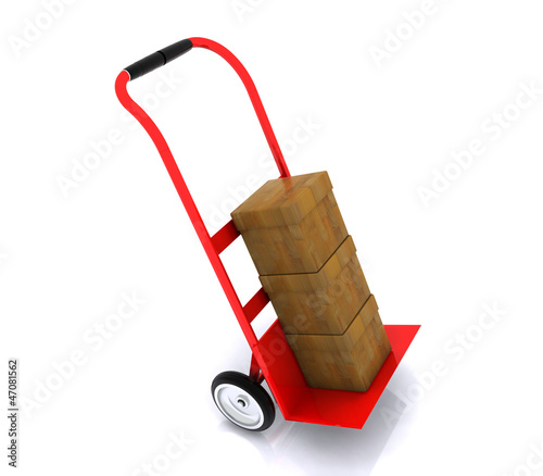 Illustration: Hand truck with cardboard boxes Hand truck with cardboard boxes