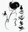 vector image of Japanese girl with traditional food