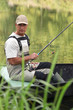 Man fishing in a boat on a river