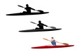 kayaking silhouette and illustration