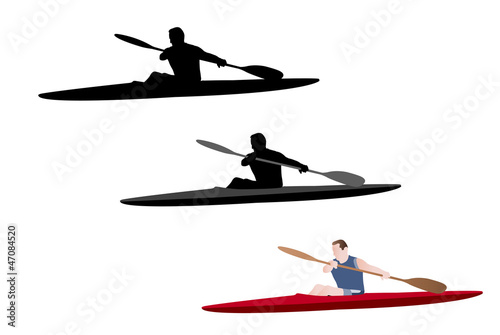 Vector: kayaking silhouette and illustration kayaking silhouette and illustration