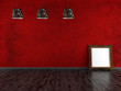red and black empty vintage room