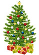 Christmas tree with gifts.