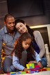 Happy family together at home smiling