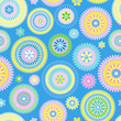 Vector: Seamless retro flower pattern on blue background Seamless retro flower pattern on blue background