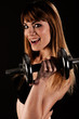 Young fit girl working out with weights - Portrait of pretty you