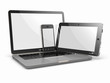 Laptop, phone and tablet pc. Electronic devices