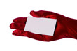 Woman holding business card