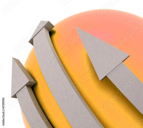 Illustration: Arrows Orange Sphere Shows Direction Arrows Orange Sphere Shows Direction