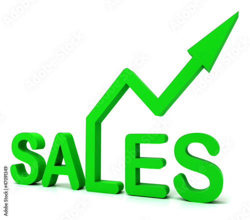 Illustration: Sales Word Shows Business Or Commerce Sales Word Shows Business Or Commerce