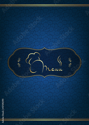 Vector: Blue restaurant menu cover Blue restaurant menu cover