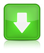 Green glossy internet button with download arrow sign.