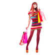 Photo : Fashion Shopping Girl. Woman with Shopping Bags over White Fashion Shopping Girl. Woman with Shopping Bags over White