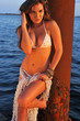 Pretty latin swimsuit fashion model posing sexy