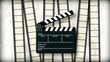 Movie clapper board. Old film background