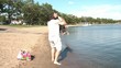 Father and Son Reuniting at Beach