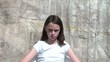 Mad Girl with Chin Down Stare