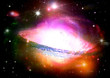 Illustration: Stars of a planet and galaxy in a free space Stars of a planet and galaxy in a free space