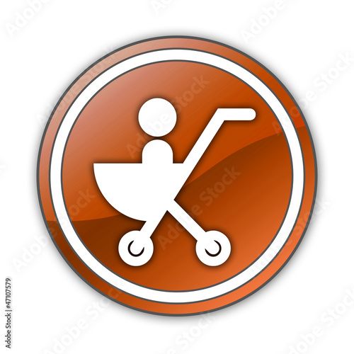 Illustration: Orange Glossy Button "Stroller / Baby Transport" Orange Glossy Button "Stroller / Baby Transport"