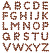 Photo: Alphabet made from coffee beans. Alphabet made from coffee beans.