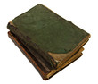 Two old books on white background