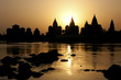 Photo: Sunset silhouette of Chhatris by the river in Orchha Sunset silhouette of Chhatris by the river in Orchha