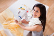 Woman working with her sewing machine