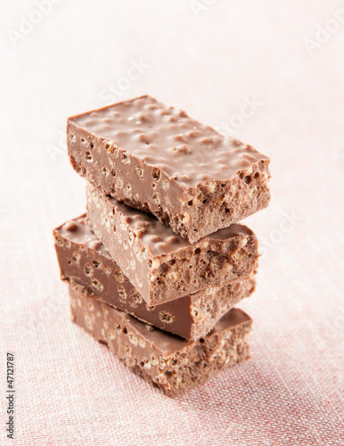 Photo: Stack of chocolate nougat Stack of chocolate nougat