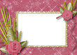 Vintage postcard for congratulation with roses and ribbons