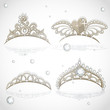 Shining gold girls tiaras with diamonds on the hoop set