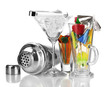 Cocktail shaker and  other bartender equipment isolated on
