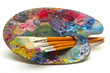 pallette with brushes