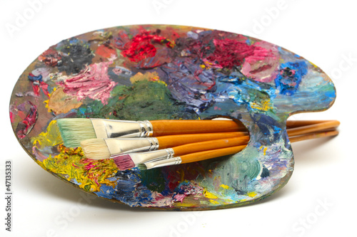 Photo: pallette with brushes pallette with brushes