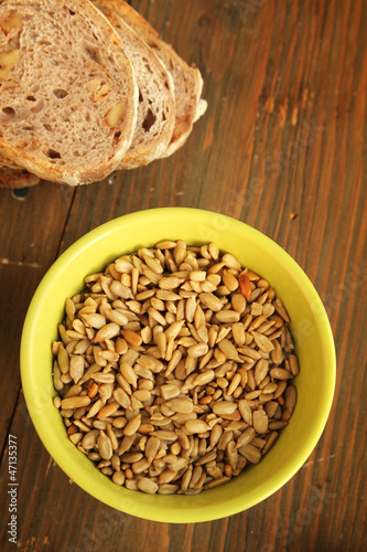 Photo: Sunflower seeds and bread Sunflower seeds and bread