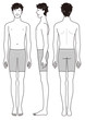 男性のからだ　水着　正面　横向き　後姿