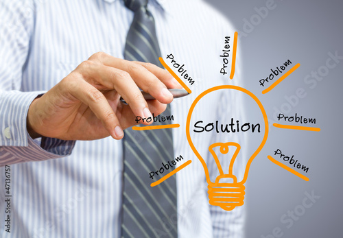 Photo: idea or innovation change problem to solution concept idea or innovation change problem to solution concept