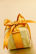 Golden wrapped gift box