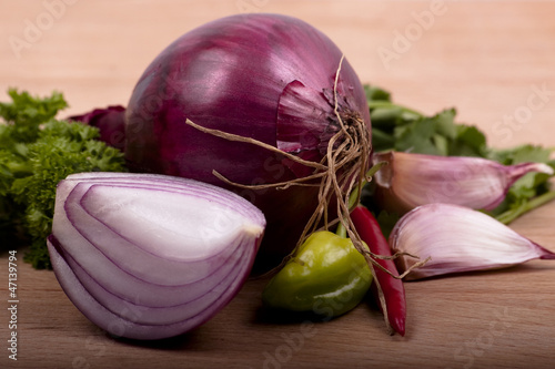 Photo: red onions and garlic red onions and garlic